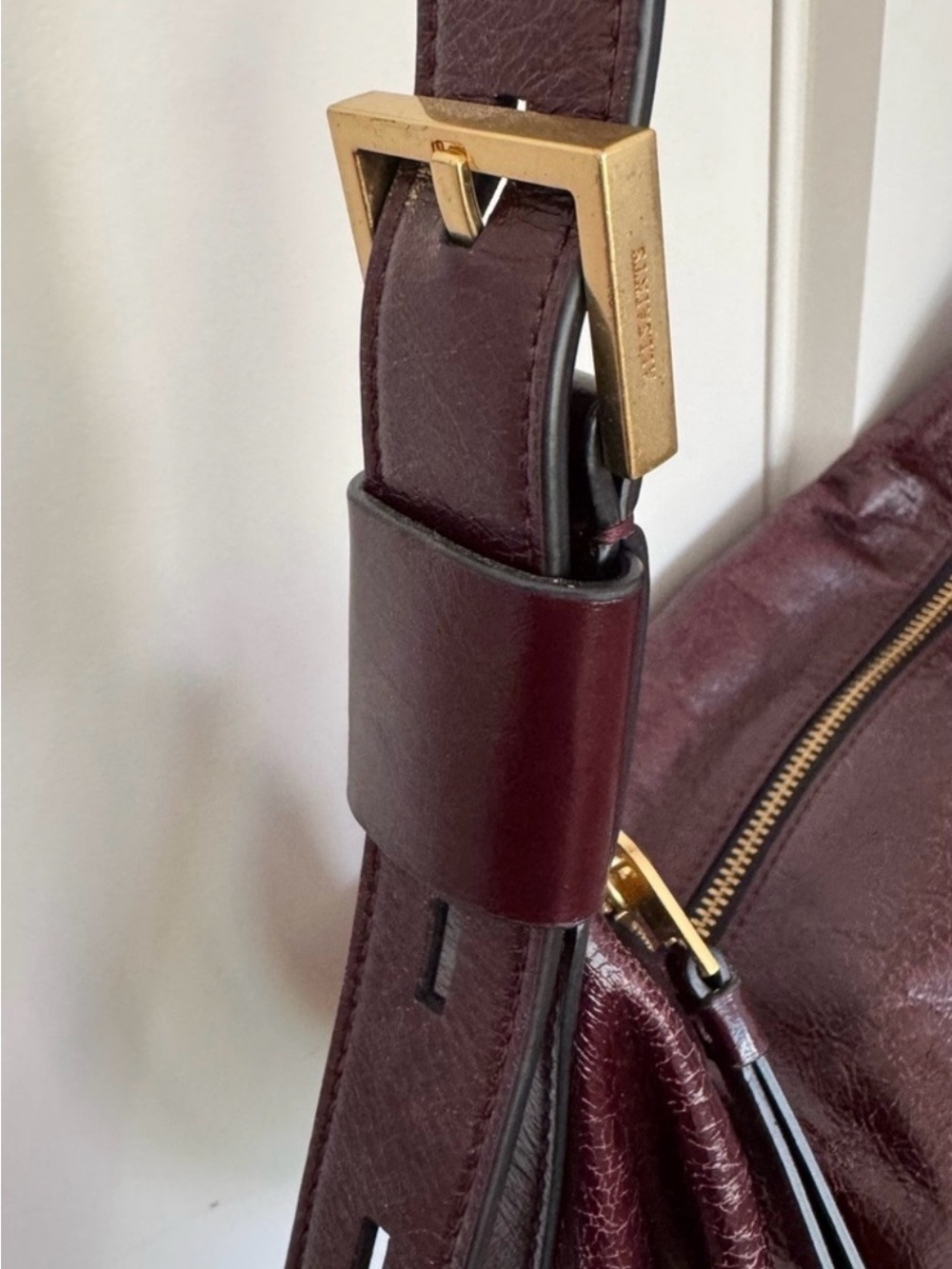 All Saints Crescent Hobo Bag in Deep Burgundy - Picture 2 of 7